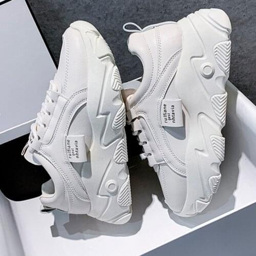Womens Vulcanized Shoes Lace Up Thick Bottom Solid Shallow Female Sneakers Fashion Comfortable Leisure Concise Ladies Footwear