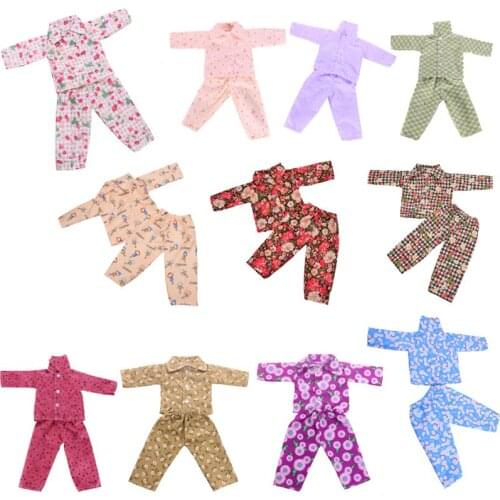 11 Set Doll Pajamas Clothes Suitable For Autumn For 18 Inch And New Born Baby Generation Birthday Girls Toy Gifts