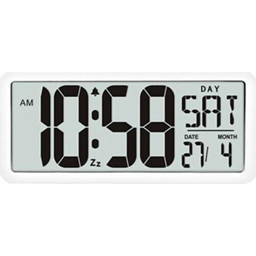 Square Wall Clock Series, Digital Jumbo Alarm Clock, LCD Display, Multi-Functional Upscale Office Decor Desk