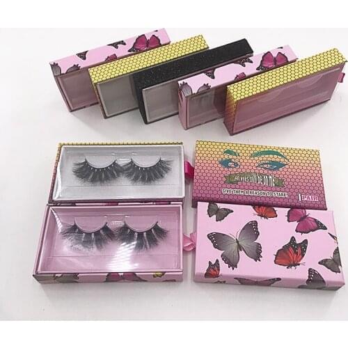 Magnetic Pink Butterfly Lash Box 5d Mink Lashes Packaging Rectangle Box without Eyelash