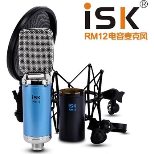 ISK RM-12 ribbon microphone studio mic professional for recording with shock mount and pop filter included