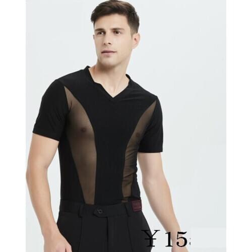 Fashion Latin Performance Dance V-Neck Mesh Short Sleeve Tops Ballroom Cha Cha Practice Clothing Tango Dancing Clothes DWY1870