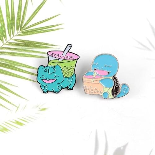 Fashionable Hot Style Tortoise Exquisite Enamel Pin Cute Cartoon Boba Pearl Milk Tea All-match Brooch The Best Gift For Friends
