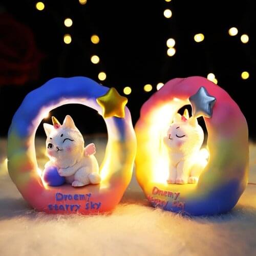 Unicorn Cat Star Lights Night Light for Children Decorative Lamp Colored Lights Romantic Decoration Desktop Modern Home Leds