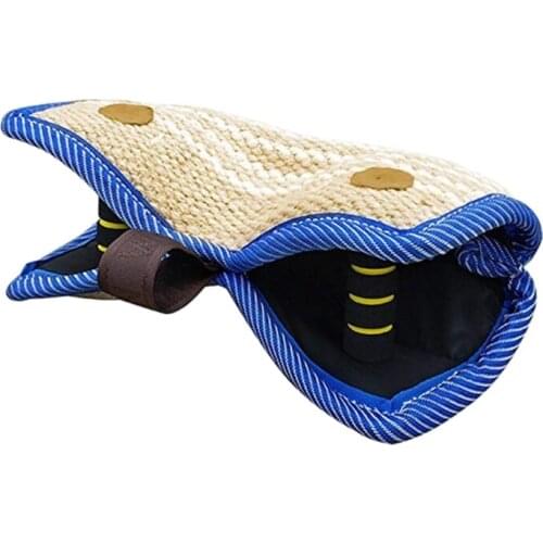 Durable Dog Bite Wedge Biting Pillow with 2 Strong Handles Tough Jute Tug Toy for Aggressive Chewers