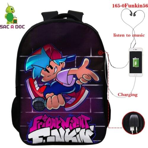 3D Back To School Backpack Children Schoolbag Funny Bookbag Friday Night Funkin Student Backpacks Teenager Usb Travel Backpack