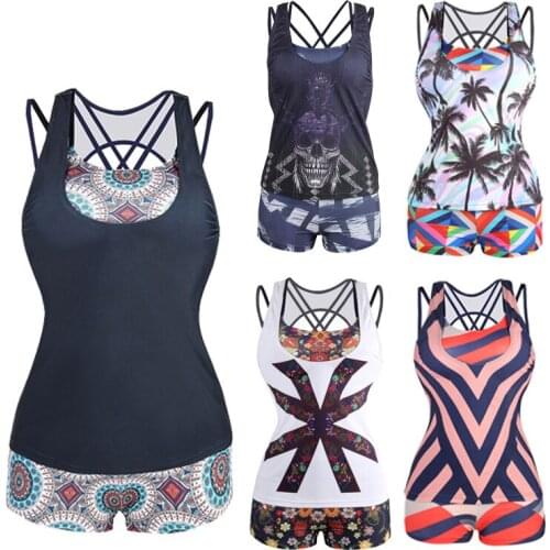 Sexy Two Piece Swimsuit Summer Tankini Swimsuits Women Swimming Beach Wear Swimwear Bathing Suit Women Bikini 2019 Plus Size 3PS