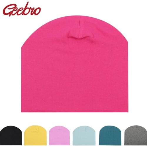 Geebro Candy Color Children Beanies Casual Outdoor Warm Flat Beanies Baby Girls Boys Cotton Soft Hats