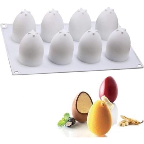 Silicone Mold Baking 3D Easter Egg Shape for Chocolate Easter Eggs Jello Mold French Mousse Dessert Cake Decoration (8 Cavity)