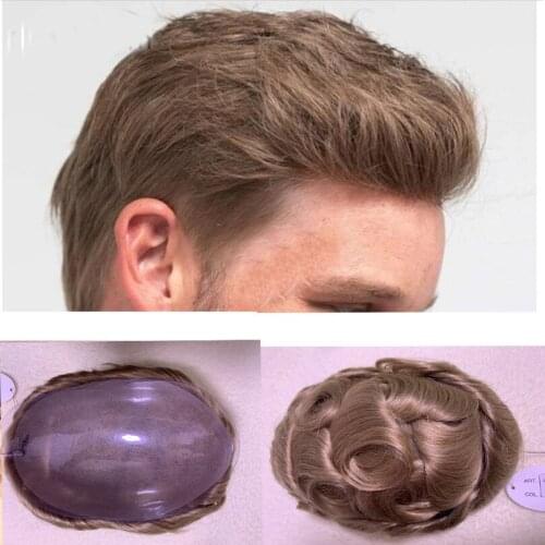 Replacement Topper Man Hairpiece for Men 10"x8" Full PU Around Gold Blonde Color 130% Density Toupper Hair