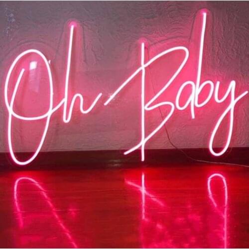 Custom led Oh Baby 3 Happy Birthday flexible Neon Light Sign Decoration Home Bar Wall Bedroom Party Decorative Cool Neons Lamp