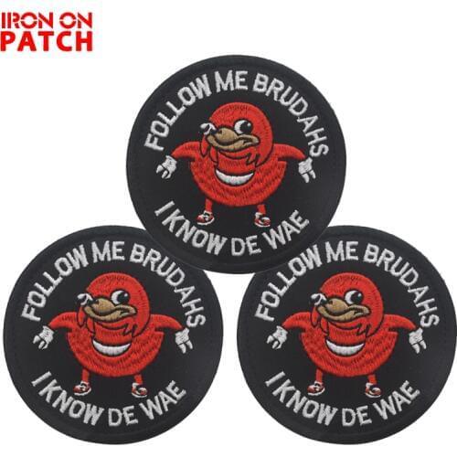 Ugandan Knuckles Follow Me Brudahs I Know De Wae Vest Patch DIY Tactical Badges For Backpack Black Meme Military PATCH