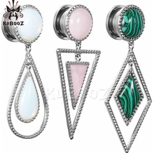 KUBOOZ Dangle Ear Gauges Piercing Ring Plug Expander Tunnel Plug Screw Steel Studs Stretchers Fashion Body Piercing Jewelry Gift