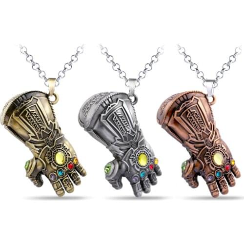 Collar con gemas brillantes para hombre y mujer, Guantelete del Infinito de clase de poder infinito, de cristal, noved