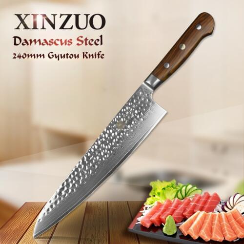 XINZUO 9.5" Chef Knife High Carbon 67 Layers Japaness Damascus Steel Kitchen Knife Rosewood Handle Slicing Knife Cleaver Cutlery