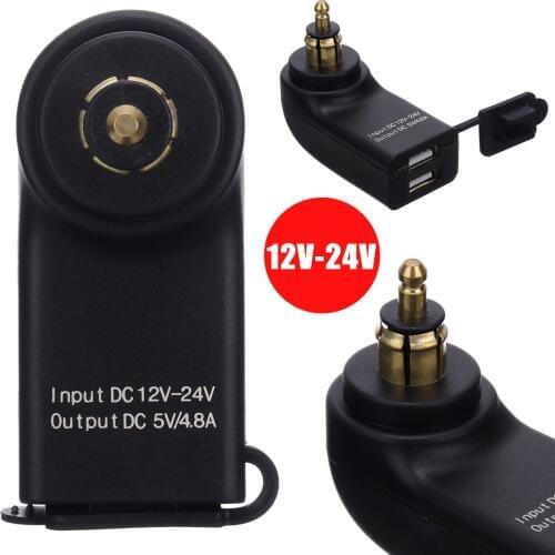 Blue Light 4.8A Dual USB Motorcycle Charger Hella DIN Socket To USB Adapter For BMW Moto Charger LED Voltmeter USB Charger