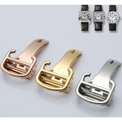 Watch Clasp For Cartier BLUE BALLOON RONDE DE SOLO TANK Strap Steel Folding Buckle Watch Accessories 14 16 18 20mm Belt Clasp