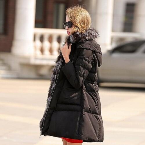 Brand Winter Jacket Parka Warm White Duck Down Hood Natural Fox Fur Collar Jackets For Women Long Mujer LX131