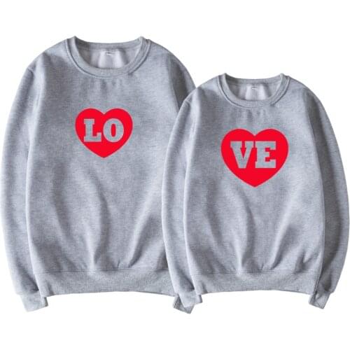 Printed Love Lover Sweatshirts Valentines Day Hoodies Woman Fleece Spring Plus Size Couple Sweatshirt
