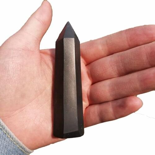 1 PCS Natural Shungite Point Crystal Quartz Tower Ornament Specimen Reiki Healing Energy Stone ForHome Decoration