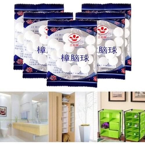 20pcs/1bag Natural Camphor Ball Kitchen Wardrobe Shoes Deodorant Pest Control Anti-mite Household Pest Control Moth Ball & Bars