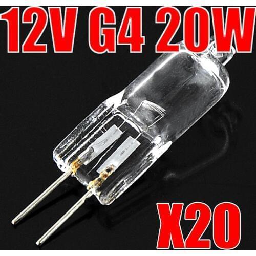 20pcs/lot Ultra Bright g4 12 v 20 w JC Type halogen lamp G4 12V 20W bulb inserted beads crystal lamp halogen bulb