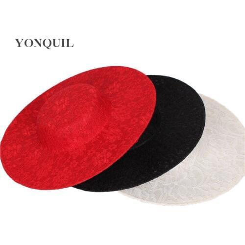 3 Colors Imitation Sinamay Lace Fascinator Base Hat 30CM Big Round Wedding Millinery Women Party DIY Hair Accessories Headwear