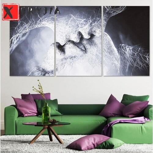 3pcs 5D Diy Diamond Painting Diamond Embroidery love kiss Cross Stitch Full Square Round mosaic puzzle wedding home decoration