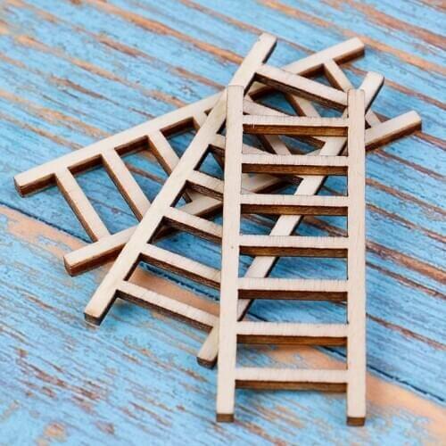 3PCS/lot 1:12 Dollhouse Miniature Fairy Garden Decor Dollhouse Miniature Wood Step Ladder Furniture Tools