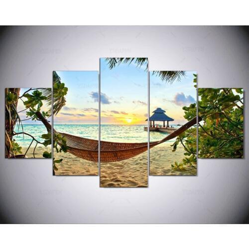 5 panel Modern tropical paradise hd Art print canvas art wall framed paintings for living room wall picture ny-1518