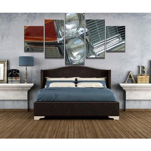 HD Print 5 Piece Caddy Headlight Red Car Poster Painting Canvas Wall Art Picture Home Decoration Living Room Canvas Painting