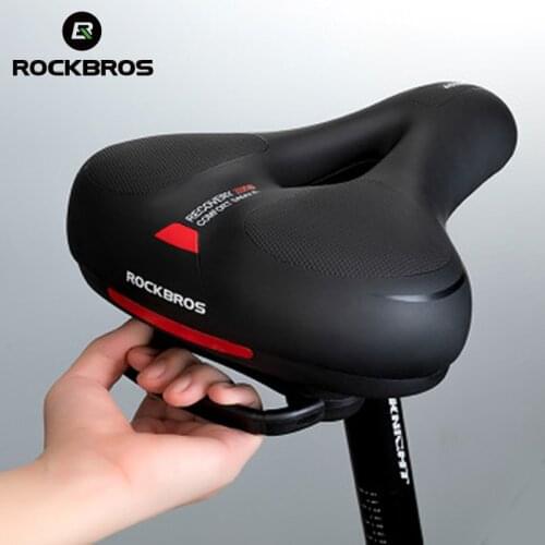 ROCKBROS Shock Absorbing Hollow Bicycle Saddle PU Surface Soft MTB Cycling Saddle Road Mountain Bike Seat Bicycle Accessories