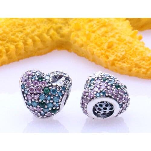 Authentic 925sterling Silver Creative Shining Heart Of Four Leaf Beads Grass Fit Original Pandora Bracelet For Women Diy Jewelry