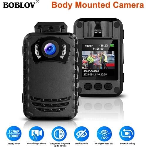BOBLOV N9 Mini Body Camera Full HD 1296P Small Portable Night Vision Police Cameras 64GB BodyCam Dropshipping DVR camcorders