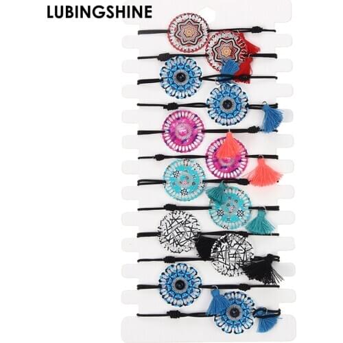 12Pcs/lot Lucky Tibetan String Bracelets for Women Men Handmade Tassel Woven Rope Copper Sheet Charm Bracelet Ethnic Jewelry