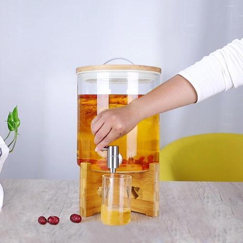 Drink Dispenser Gallon Glass Beverage Dispenser Whiskey Barrel Decanter Mason Jar Alcoholic beverages Jars,Airtight Bamboo Lid