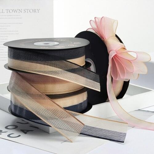 1" 25MM Double Sided Two-Color Linen Edged Jute Hessian Ribbon DIY Gift Flower Packaging Material Party Holiday Decoration Bow