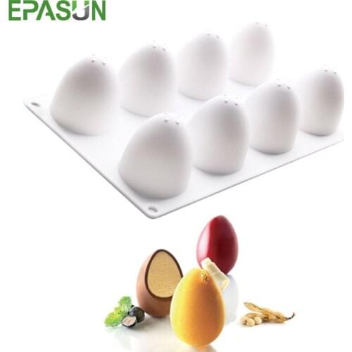 EPASUN 8 Holes Egg Shape Cake Mold Fondant Kitchen Bakeware Silicone Muffin Cupcake Form Baking Easter Mousse Pan