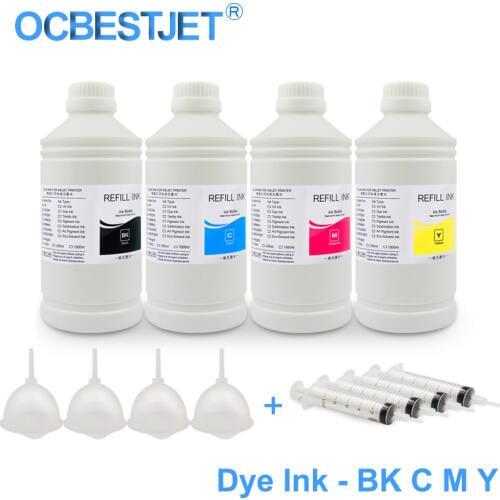4x1000ml Dye Ink Bottle For Epson L210 L310 L800 L805 L4150 L4160 CX Series NX Series TX Serie Ciss Ink Refill Dye Ink For Epson