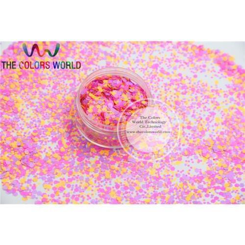 H21304-152 Mix Neon Color Solvent Resistant Glitter Hexagon shape for Nail PolishAcrylic, DIY supplies