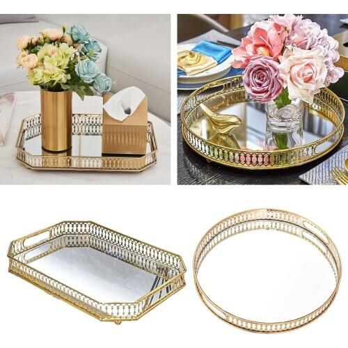 Crystal Tray Decorative Organizer Dessert Serving Plate Home Decor Round