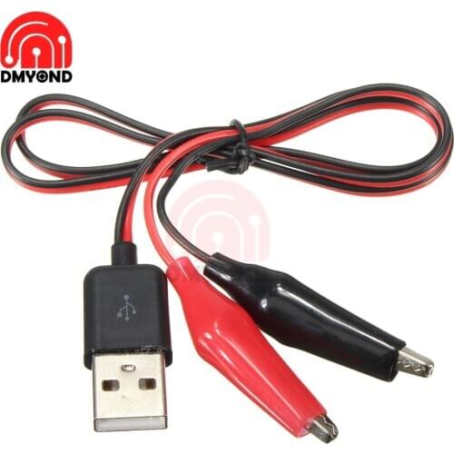 Alligator Test Clips Clamp to USB Male Connector Power Supply Adapter Wire 58cm Cable Red and Black