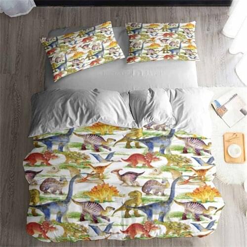 HELENGILI 3D Bedding Set cartoon Dinosaur Print Duvet cover set bedclothes with pillowcase bed set home Textiles #ET-20