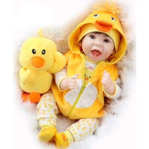 22 inch Bebe reborn Doll real cute baby silicone doll with cartoon animal dress up kids playmate gift toys