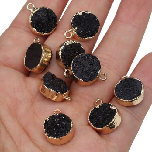 Natural Stone Pendant Crystalline Germ Round Stone Charms For DIY Necklace Handiwork Sewing Craft Jewelry Accessory Making