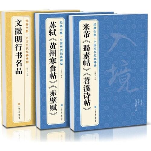 3pcs Running Script Calligraphie Copybook Set Selected Rubbings from Past Dynasties HD Printing Simplified Chinese Annotation