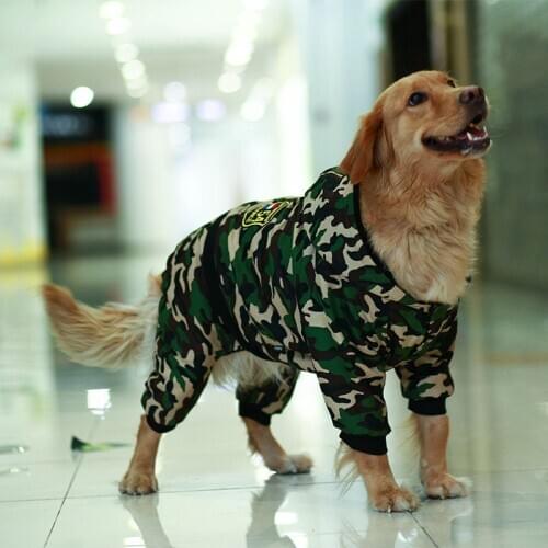Pet Clothes Winter Warm Camouflage Jumpsuit Hoodie Golden Retriever Coat Jacket For Large Dog Winter Dog Clothing