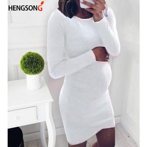 Maternity Autumn Dresses Women O-Neck Long Sleeve Bodycon Casual Dress Mother Home Clothes Maternity Dress