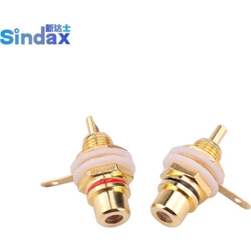 Sindax RCA Panel Mount connector RCA Female Socket rca Panel Mount Audio Socket Plug connector Bulkhead with nut solder cup 2PCS