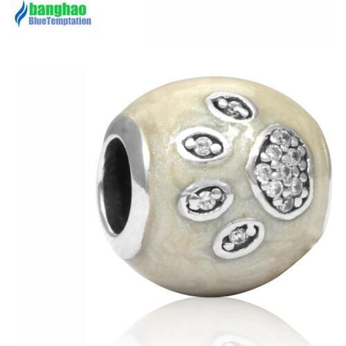 Plata de ley New Zircon Beads Charms DIY Necklace Bracelet for Women Men Charm Jewelry bead ENM236